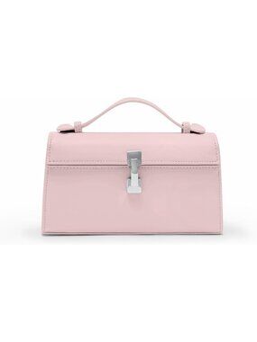 Women's Pink Vegan Leather Small Top Handle Evening Clutch Purses With Strap